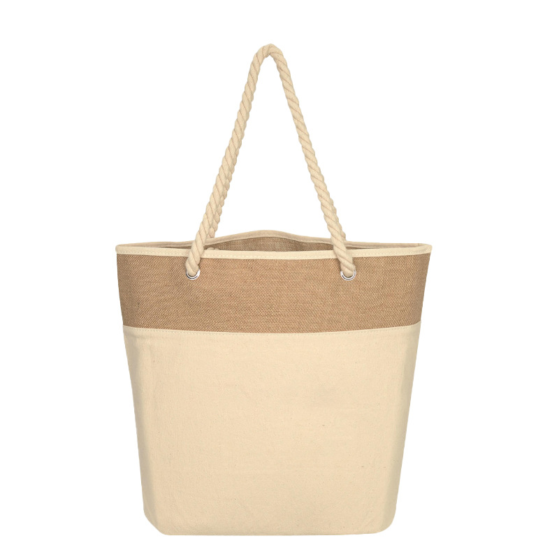 Comercio exterior impresa LOGO tela de mano algodón estilo de empalme tela bolsa de compras nueva bolsa de almacenamiento de viento simple
