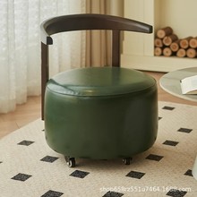 万向轮实木团圆休闲家用旋转懒人沙发客厅卧室单人软包椅新中式