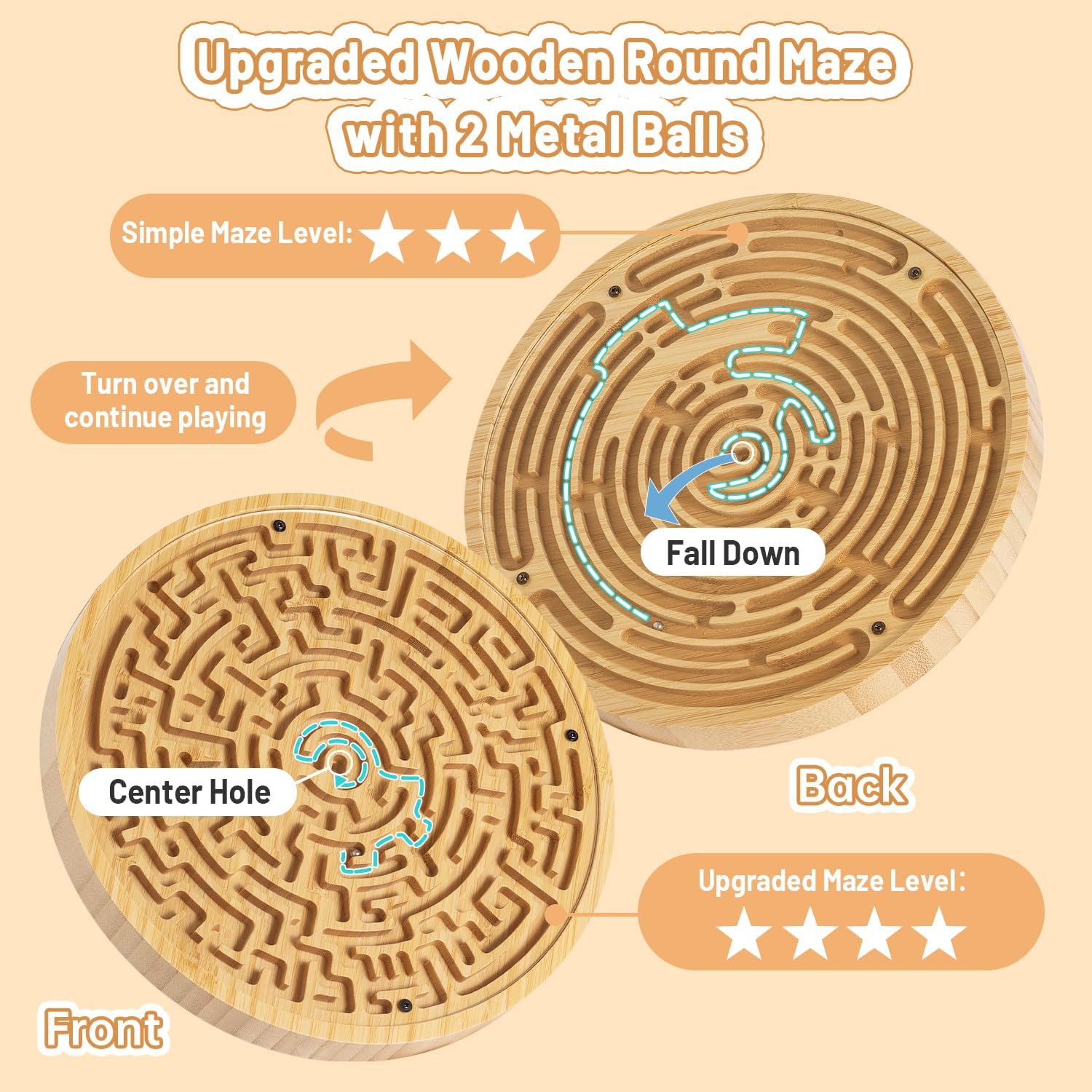 wooden intellectual round labyrinth from natural wood