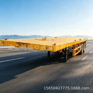 销售三轴钢板桥平板拖车 集装箱平板半挂车 低平板半挂车