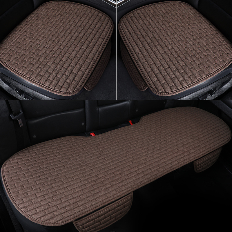 Cojín del asiento de coche conjunto de tres piezas de un solo coche base de respaldo coche conjunto completo cojín del asiento de lino cuatro estaciones cojín al por mayor image 3