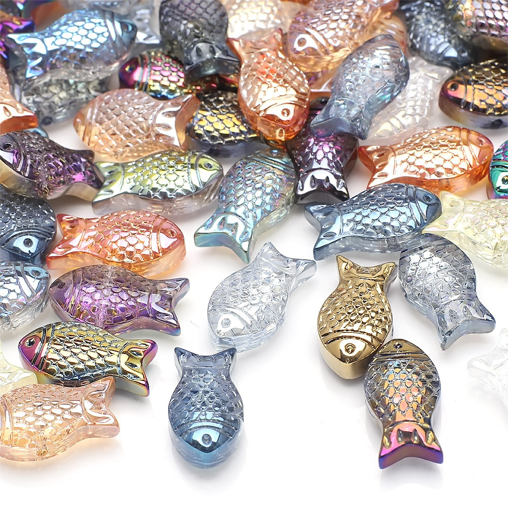 30g Weight Beads Jewelry Making Type DIY Jewelry Accessories Classification a Pack of 30 Quantity Crystal Material Fish Pattern Plating Design Cute Style A Pack Of 30 Crystal Fish DIY Jewelry Accessories Beads 无