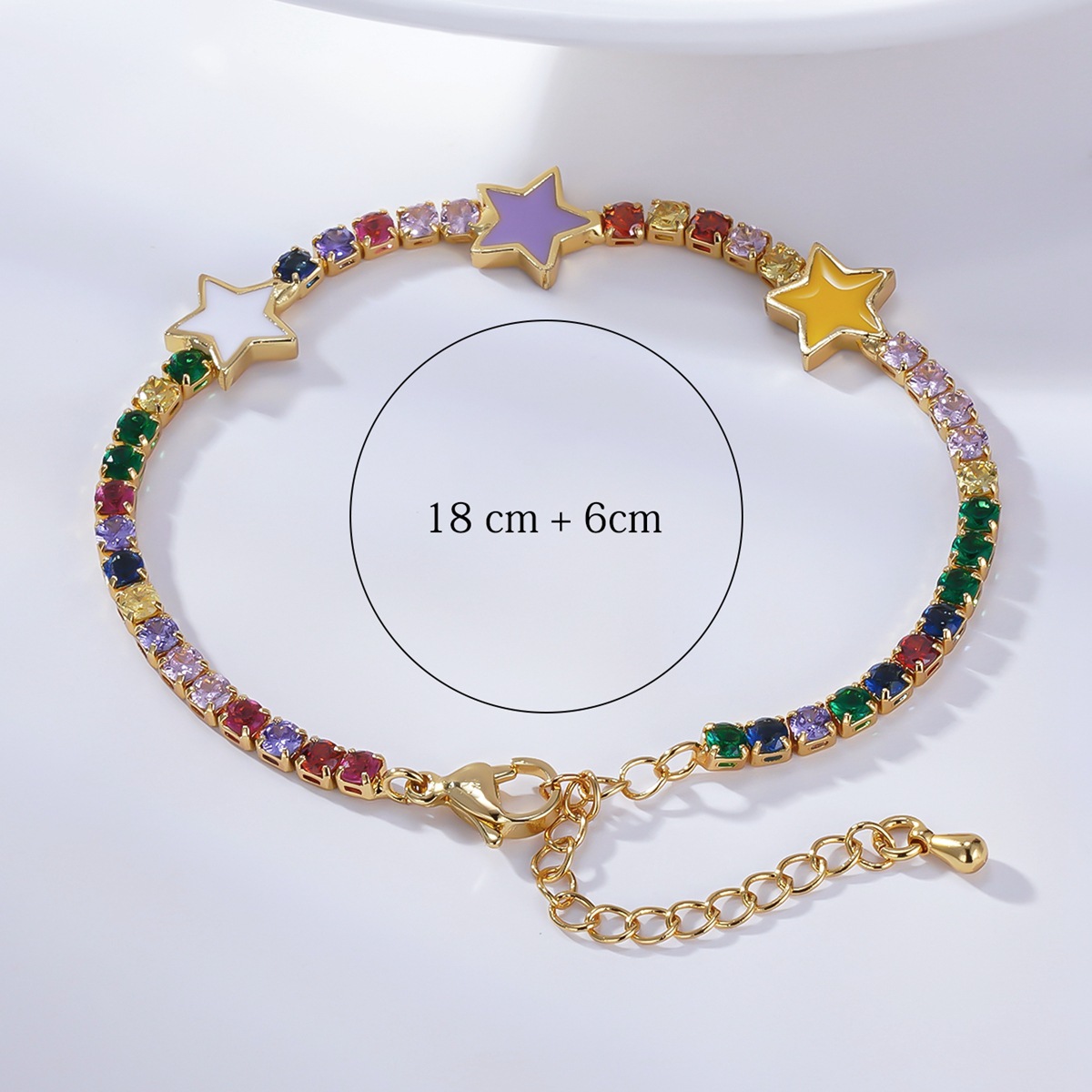 fashion color zircon dripping oil fivepointed star copper braceletpicture1