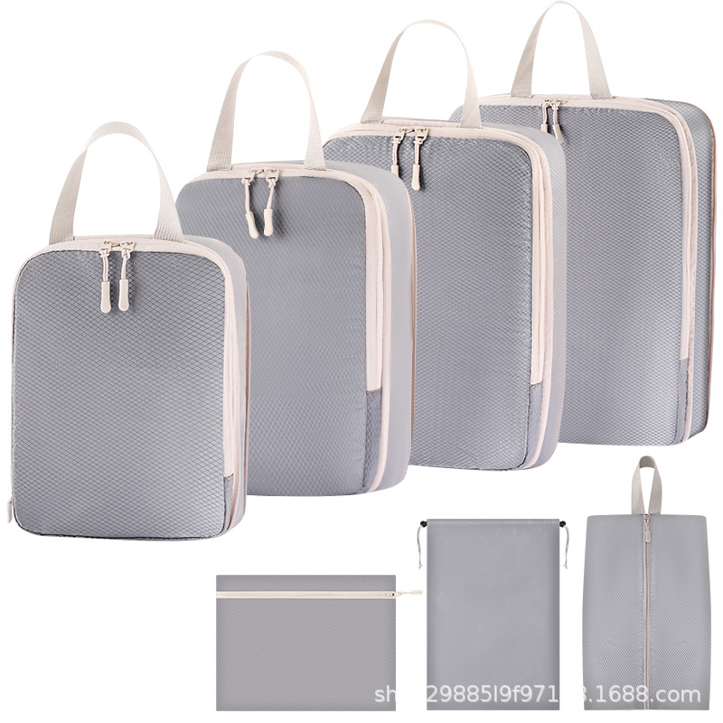 4 피스 플랫 포켓 백 신발 가방 [7 피스 그레이]]