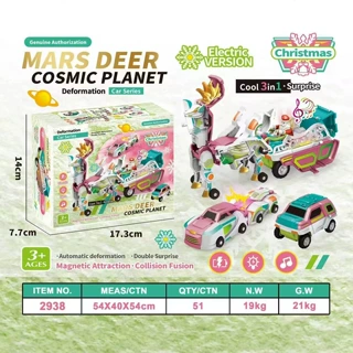 跨境正版授权银翼飞龙两车碰撞磁吸变形独角兽火星鹿二合一玩具车
