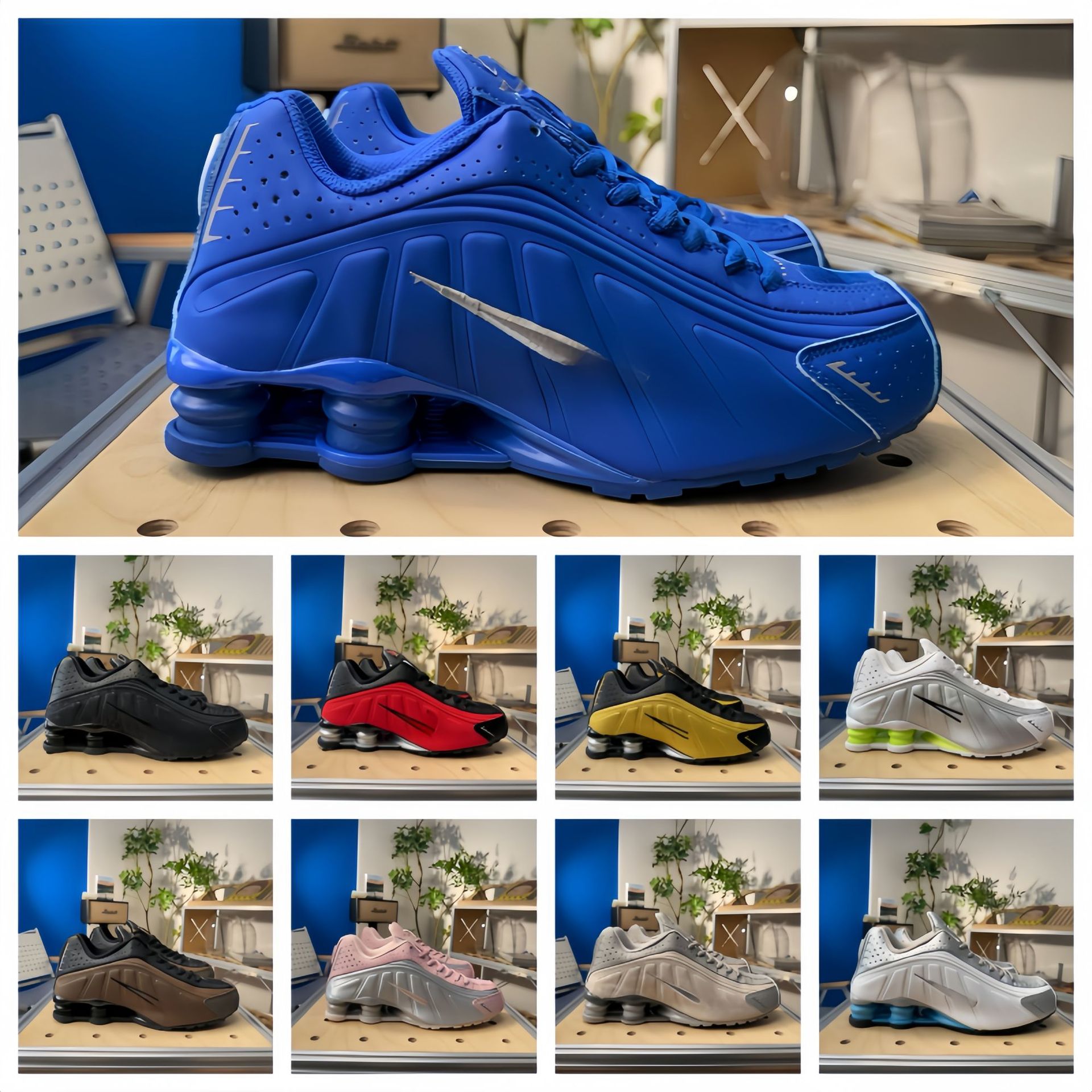 跨境36-46男式户外运动气垫鞋SHOXR4内马尔联名炫彩男女气柱跑鞋2