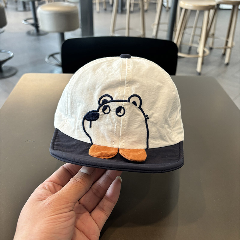 Gorra de visera para bebé, ala suave delgada de verano, oso súper lindo, sombrero de capota suave, gorra de béisbol para bebé, primavera