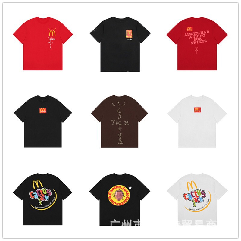 American Style Trendy Travis Scott Cactus Jack Cactus M Printed Loose Short Sleeve T-Shirt Top