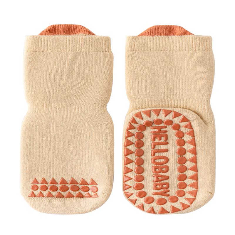 Calcetines de bebé para el suelo, invierno 2024, nuevo estilo, borde suelto sin costuras, antideslizantes para interiores, calcetines de media pantorrilla para niños y niñas pequeños