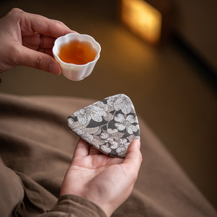 Haolan Chinese-Style Floral Ingot Coaster Chinese Tea Coaster Brocade Home Tea Table Tea Mat Tea Tray Heat Insulation Mat
