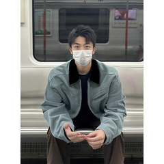 cleanfit痞帅解构拉链底特律工装夹克男美式复古宽松翻领牛仔外套