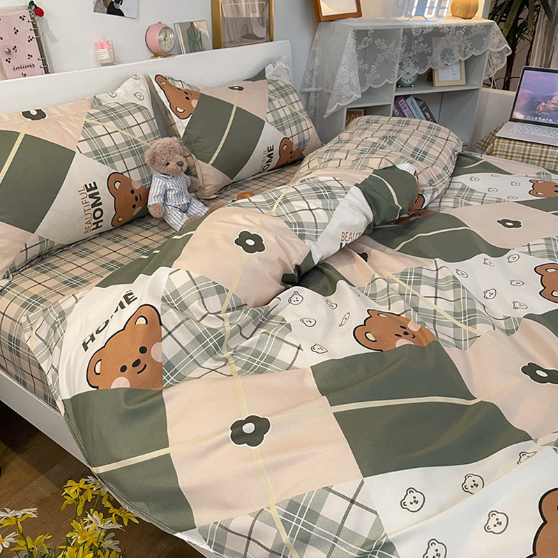 격자 무늬 곰 녹색