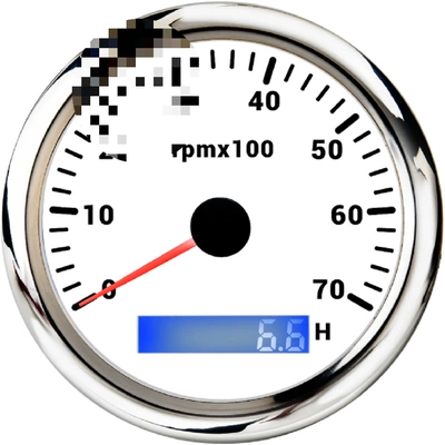 automobile instrument: tachometer 3K4K6K7K8K RPM display - 7000rpm-silver-edge-white-base