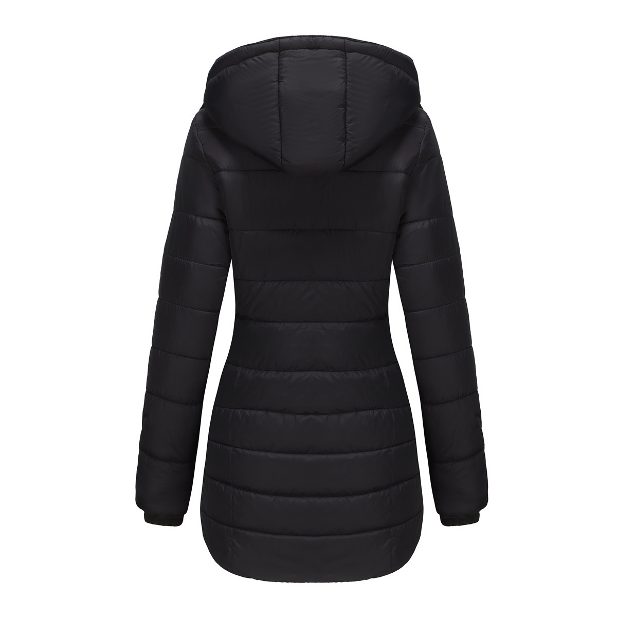 Abrigo de invierno para mujer con capucha extraíble parka impermeable_voghion.com