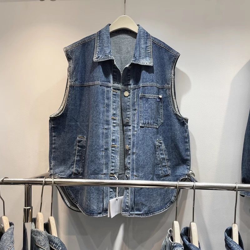Marca de moda europea y americana 2023 otoño nueva moda suelta Denim chaleco mujeres grande retro chaleco superior image 5