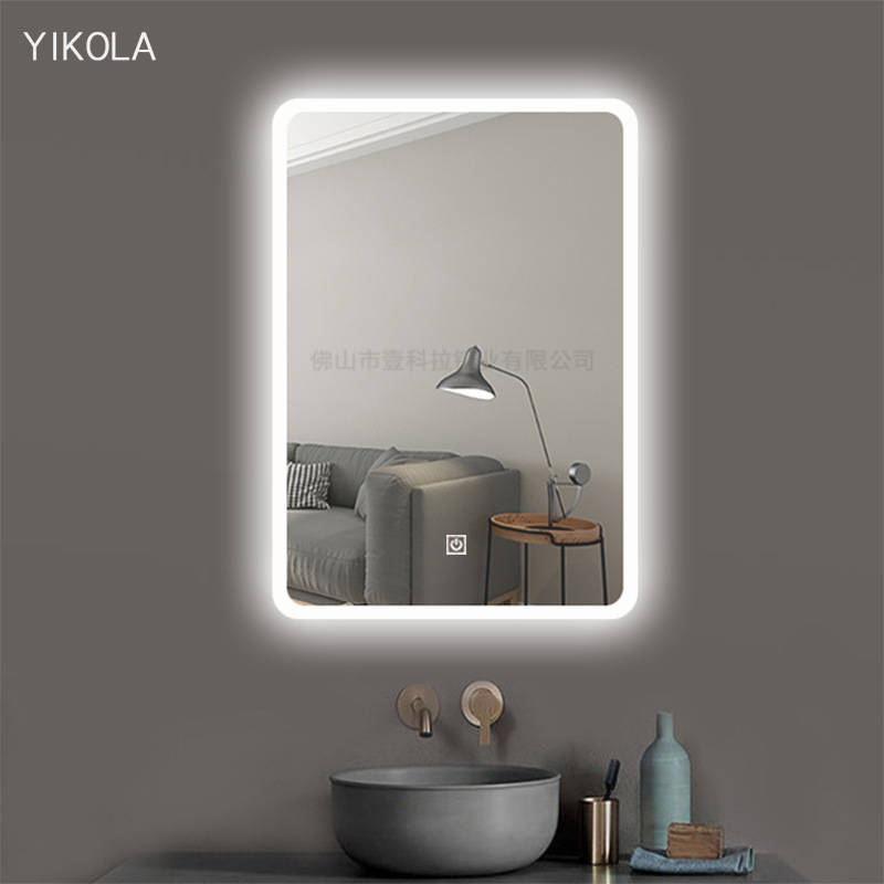 Foshan factory square bathroom smart mirror wall bathroom bathroom luminous glass bathroom mirror wholesale