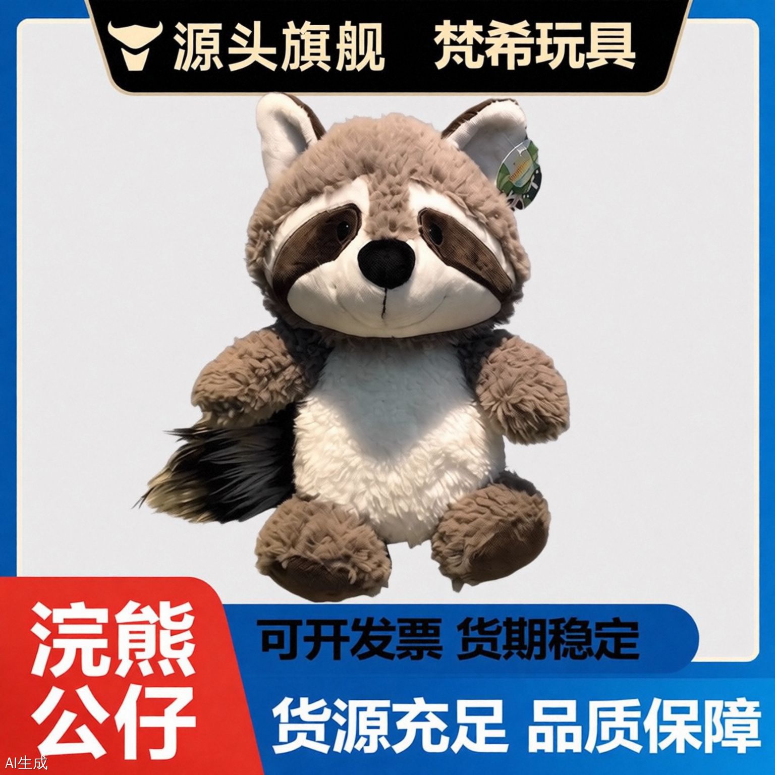 Venta al por mayor Linda cola grande mapache muñeca pequeño mapache muñeca de juguete de peluche muñeca de regalo de cumpleaños de los niños