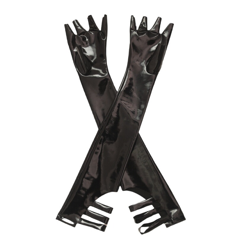 Seductive Fingerless Mirror-Finish Long Arm Gloves S08 Bodysuit Accessories Latex Ammonia Long Gloves