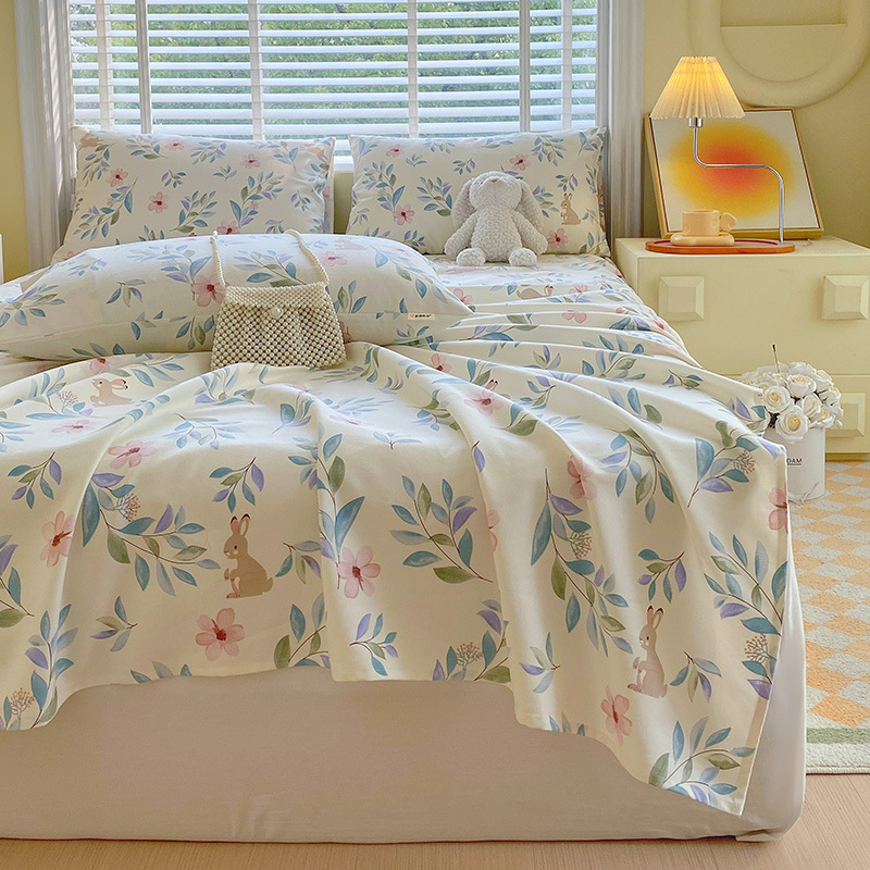 Nueva clase A algodón floral viejo y grueso sábana gruesa de una sola pieza de algodón puro 100 ropa de cama individual de dormitorio de primavera y verano de tres piezas