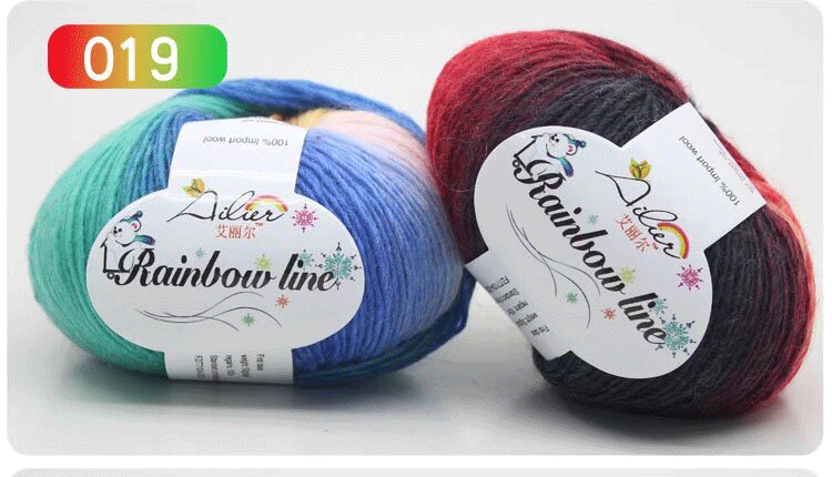 Sección teñido Arco Iris hilo de lana pura color degradado música puntaje medio grueso palo aguja gancho chal sombrero bufanda lana