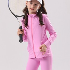 New Autumn/Winter Girls' & Kids' Long-Sleeve Zip-Up Coats – Outdoor Sports, Training, Yoga, and Fitness Tops