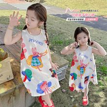 T201#女童背心裙夏装新款韩版洋气儿童印花小童连衣裙夏季女裙子
