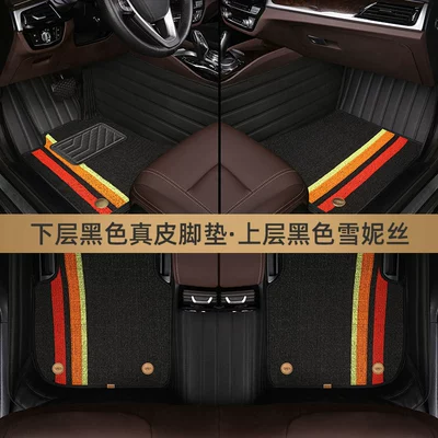 Car Mat – Modelə uyğun ayaqaltı - genuine-leather-foot-pad-black-black-snow-silk
