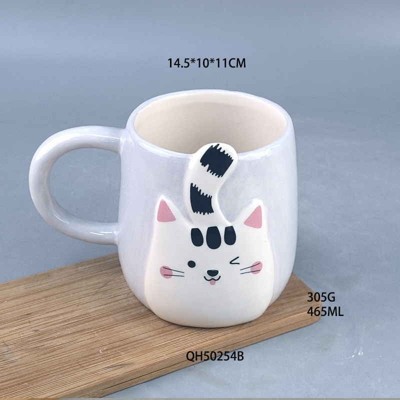 Taza de cerámica cuidadosamente seleccionada con dibujos de gato negro, jefe de policía, película de anime, taza de gato, taza creativa nostálgica para niños, taza de café