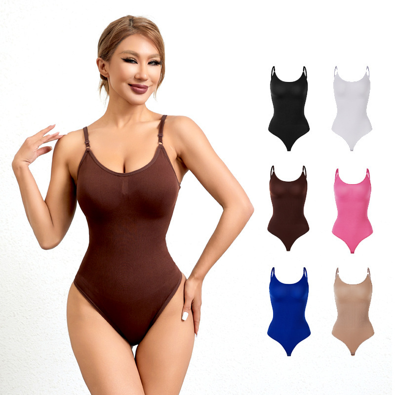 Cross-border Hot-selling Seamless Body-shaping Jumpsuit Belly-lifting Hip-lifting plus size Briefs Strap Tight-fitting Tunic