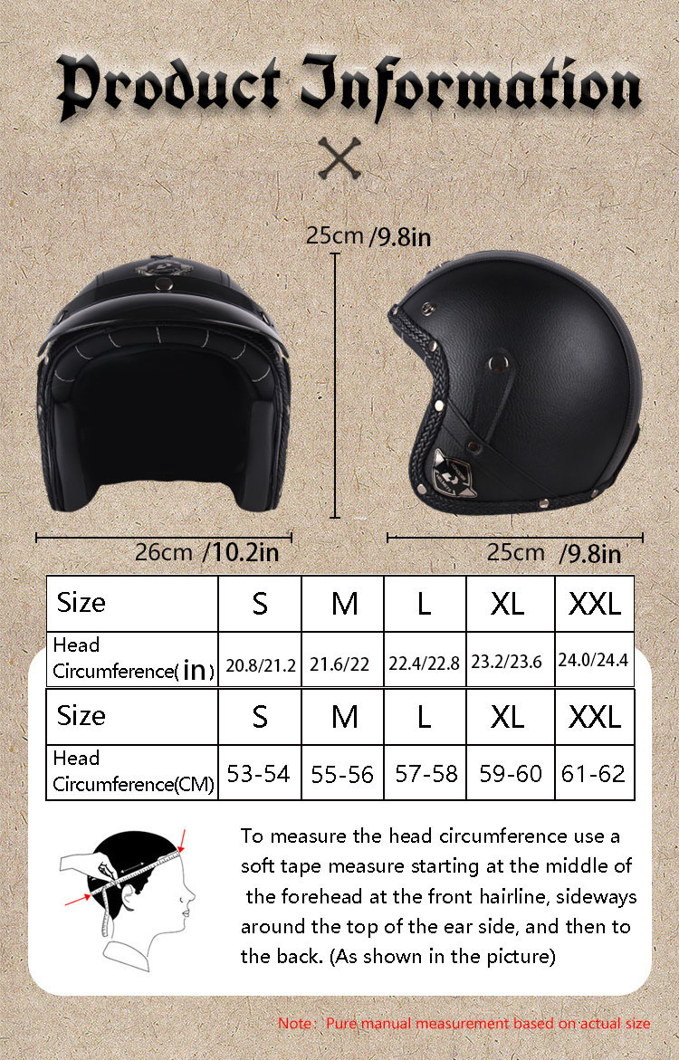 Four Seasons Retro Harley Helmet Leather Electric Vehicle 3/4 Half Helmet Big Turtle King Scooter Motorcycle Helmet