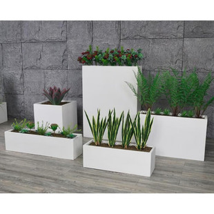 Rectangular Cement Flower Pot Nordic Long Trough Living Room Balcony Outdoor Vegetable Planting Magnesium Mud Flower Box