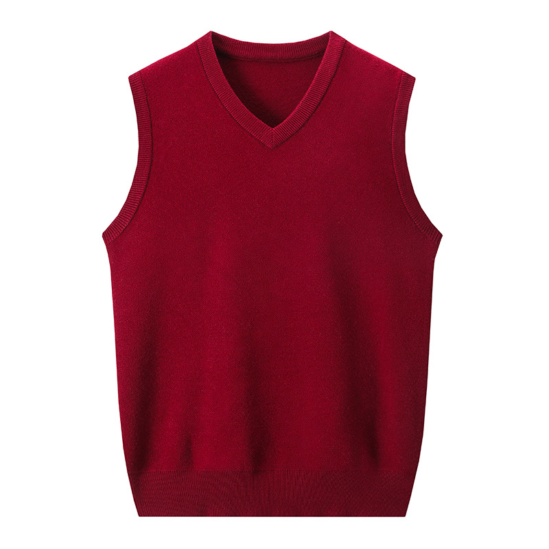1 pieza de otoño e invierno chaleco de los hombres de color sólido con cuello en V de punto sin mangas suéter papá desgaste cálido chaleco engrosado chaleco image 7