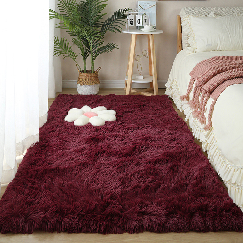 Alfombra mullida para dormitorio – tapete largo junto a la cama o sala, felpa suave, estilo acogedor