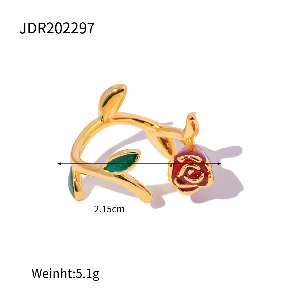 Retro Flower Copper Enamel Dangling Earrings 1 Pair