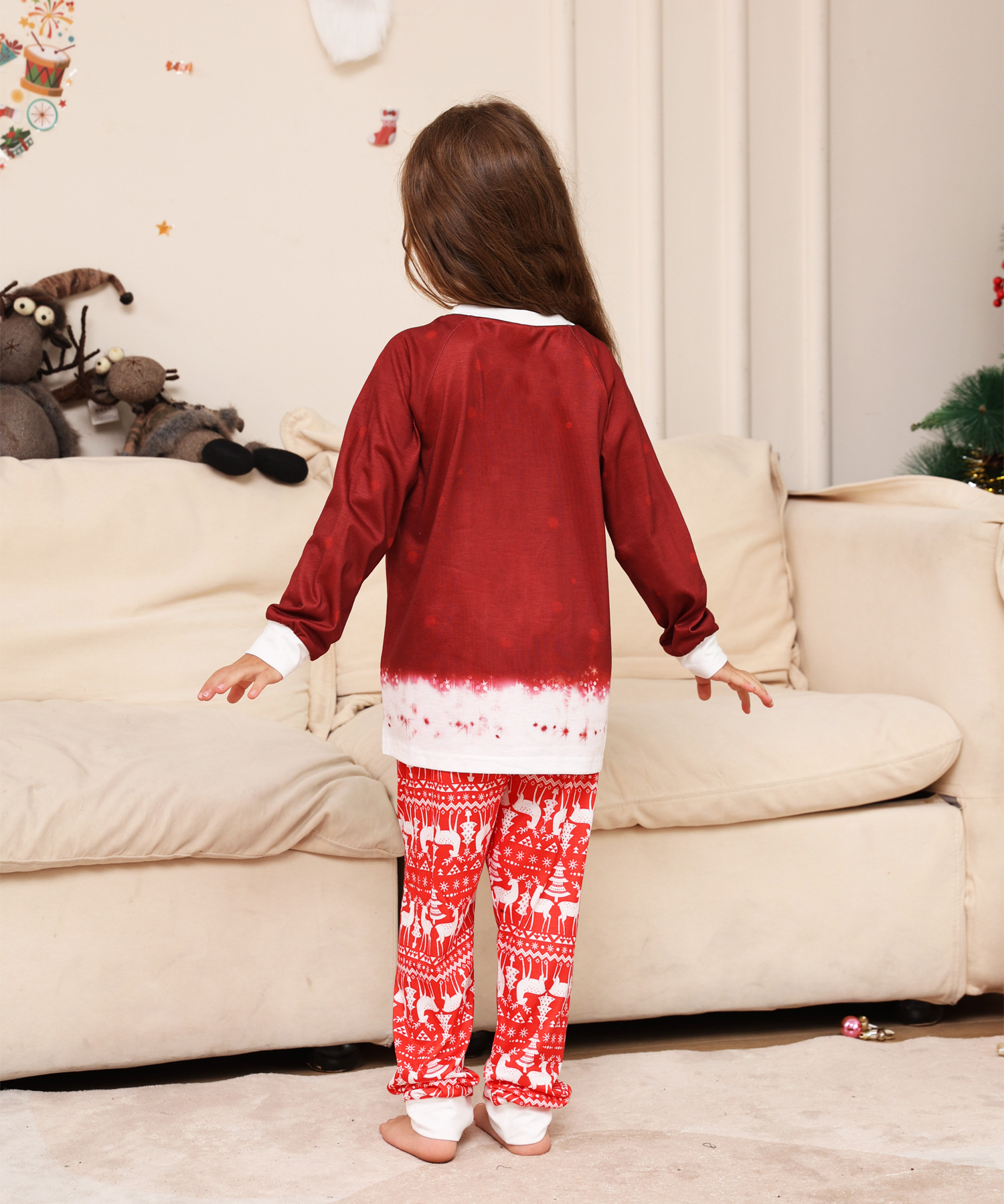 Christmas Cartoon snowman Deer Christmas family dress printed homestays pajamas_viptrois.com