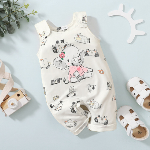 Baby Romper Cross-border Sleeveless Long Crawling Suit Infant Elephant Onesie Newborn Vest Long Leg Jumpsuit