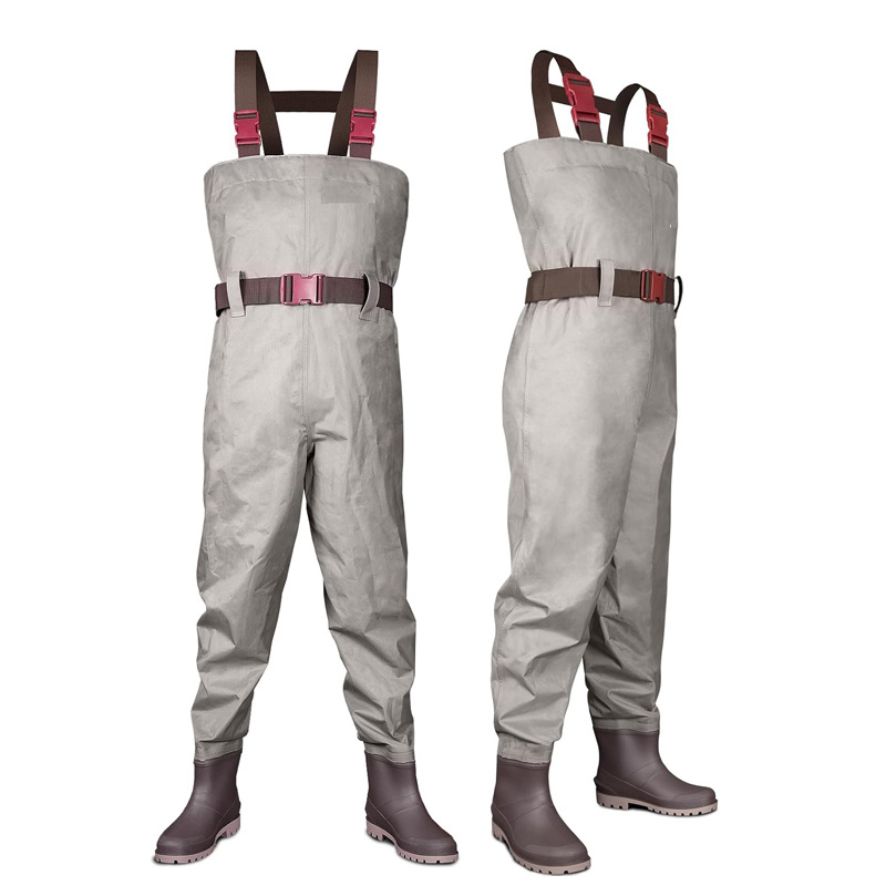 High-Quality Plaid Neoprene Waders from the Source Factory, Waterproof Fishing Suit for Men and Women, Full-Body Waterproof, Beige Color