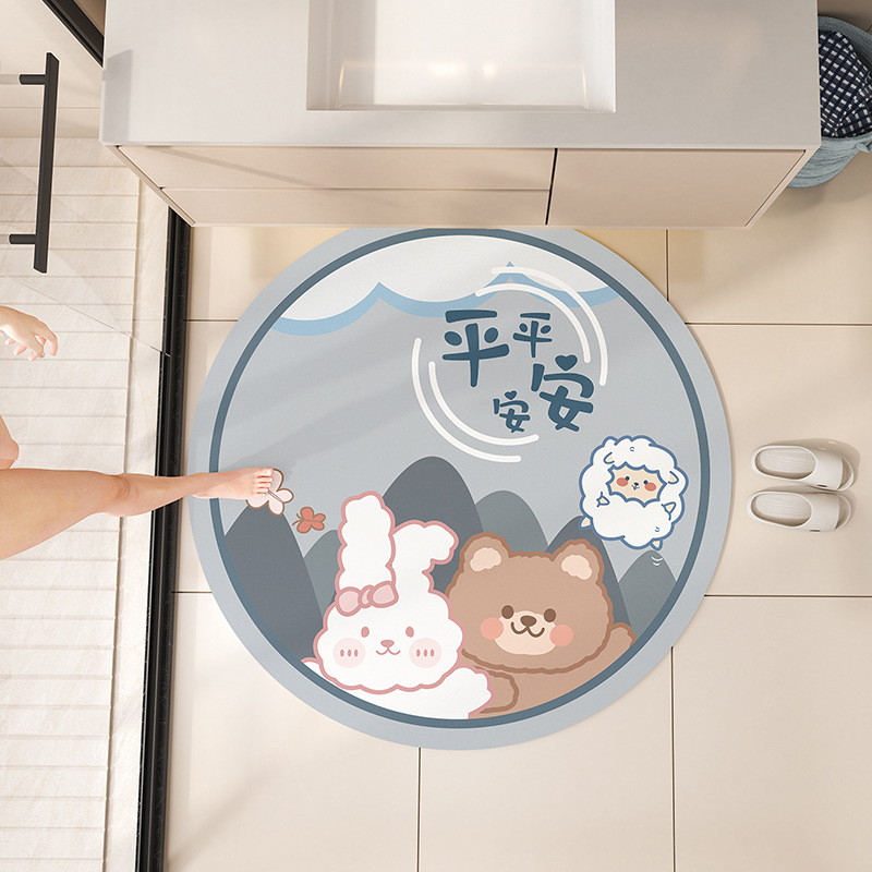 Alfombra de piso de baño redonda lavabo mueble de baño barro de diatomeas alfombra absorbente alfombra de baño alfombra antideslizante alfombra de puerta