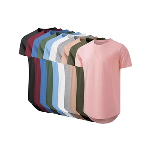 Mens T Shirts Casual Hipster Hip Hop Longline Crewneck Tee S