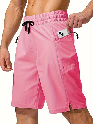 Men's Quick Drying Beach Shorts with Zipper Pockets and No