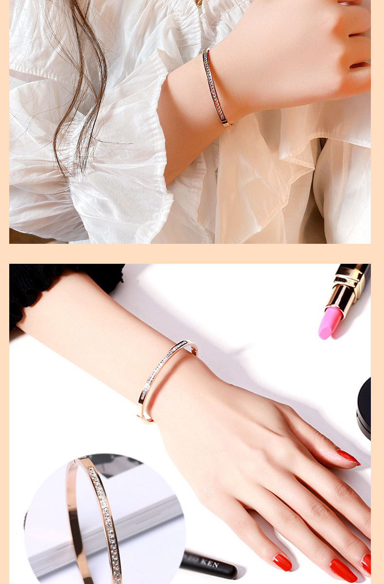 Round Diamond Inlaid Titanium Steel High-end Feel Ins Niche Design, Simple And Cool Style Bracelet_voghion.com