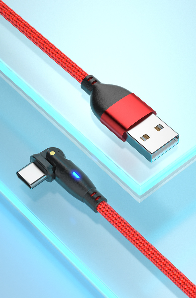 USB Data Rotates 180 Degrees°Elbow Cable Suitable For Huawei, Type-C, Apple, And Honor Fast Charging_voghion.com