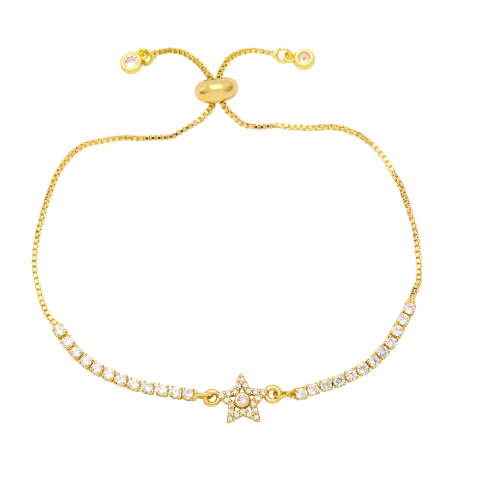 10g Weight 18K Gold Plated Plating Material Zircon Inlay Material Bracelets Classification Copper Material Star Pattern Women'S Gender Fashion Style Fashion Copper Xingx Bracelet Zircon Copper Bracelets 8