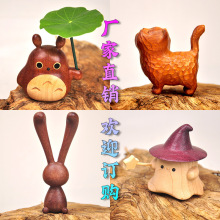 乌檀实木可爱风傲娇猫办公室桌面木雕摆件雕刻家居装饰木质工艺品
