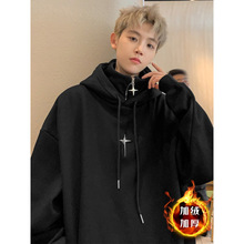 美式重磅连帽卫衣男2024新款秋冬季宽松日系cityboy学生加绒外套