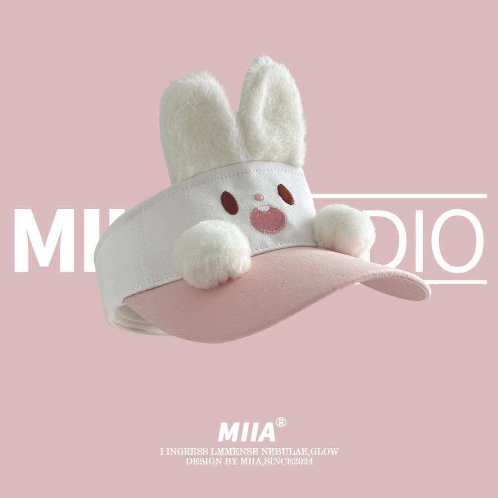 Sweet and Cute 3D Ears, Puppy Bunny, Summer Empty Top Children's Vacation Sunscreen Sun Hat, Sunshade Hat_voghion.com