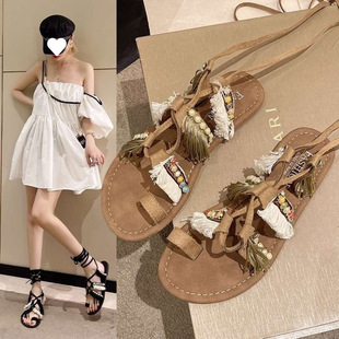 Bohemian Sandals Super Fairy Loulan Leggings Summer Ethnic Retro Sandals Flat Ethnic Style Shoes