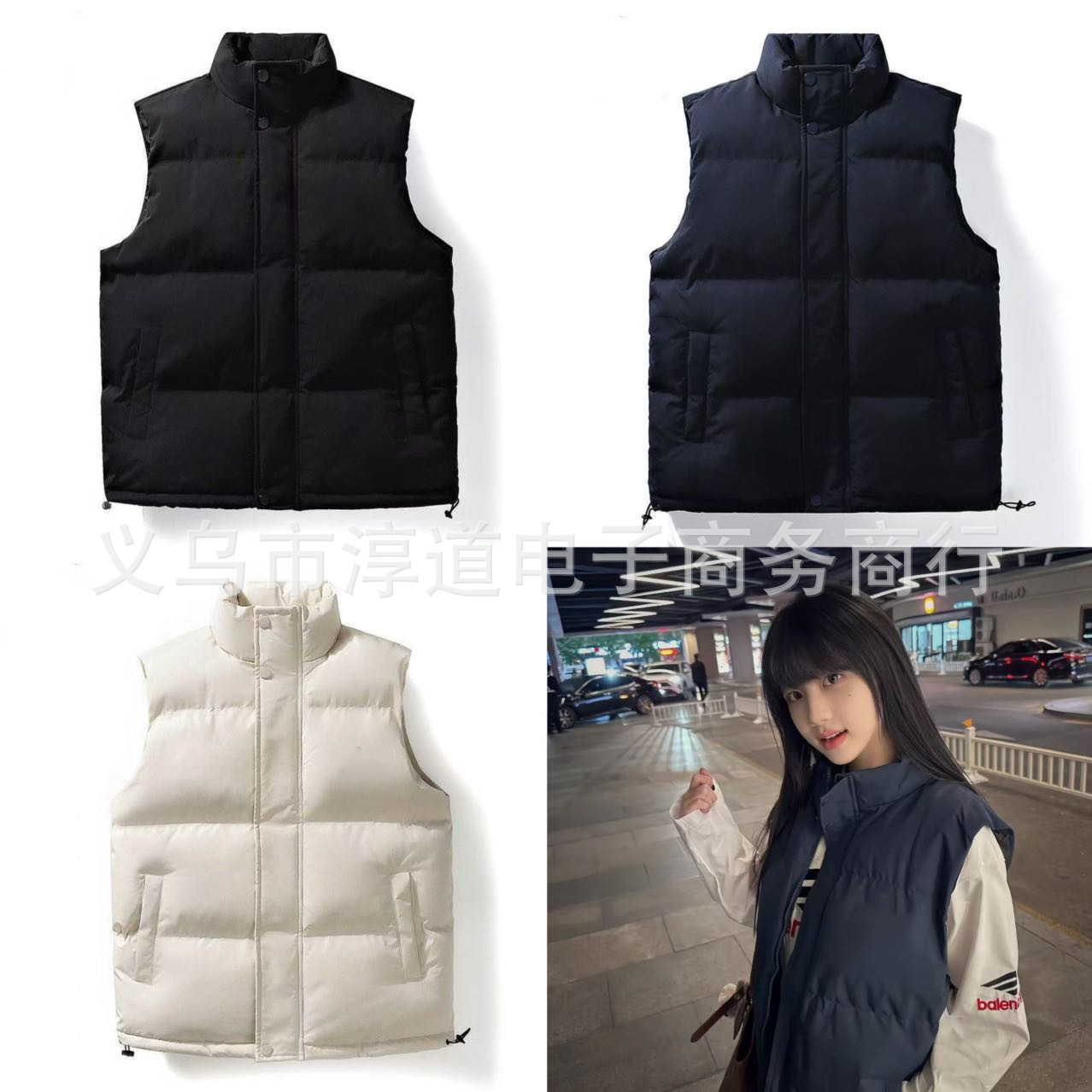 A迪情侣棉马甲休闲棉衣马甲男女保暖坎肩羽绒棉背心外套棉衣马甲