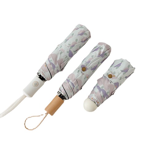 Floral Umbrella Vinyl Fully Automatic Sun Umbrella Sunscreen Umbrella Anti-UV Sunshade Women's Rain or Shine Folding Umbrella Wholesale