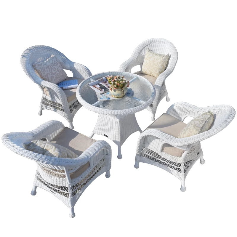 Mesas y sillas al aire libre patio jardín villa balcón al aire libre mecedora ratán casual combinación de sillas de ratán muebles de terraza al aire libre
